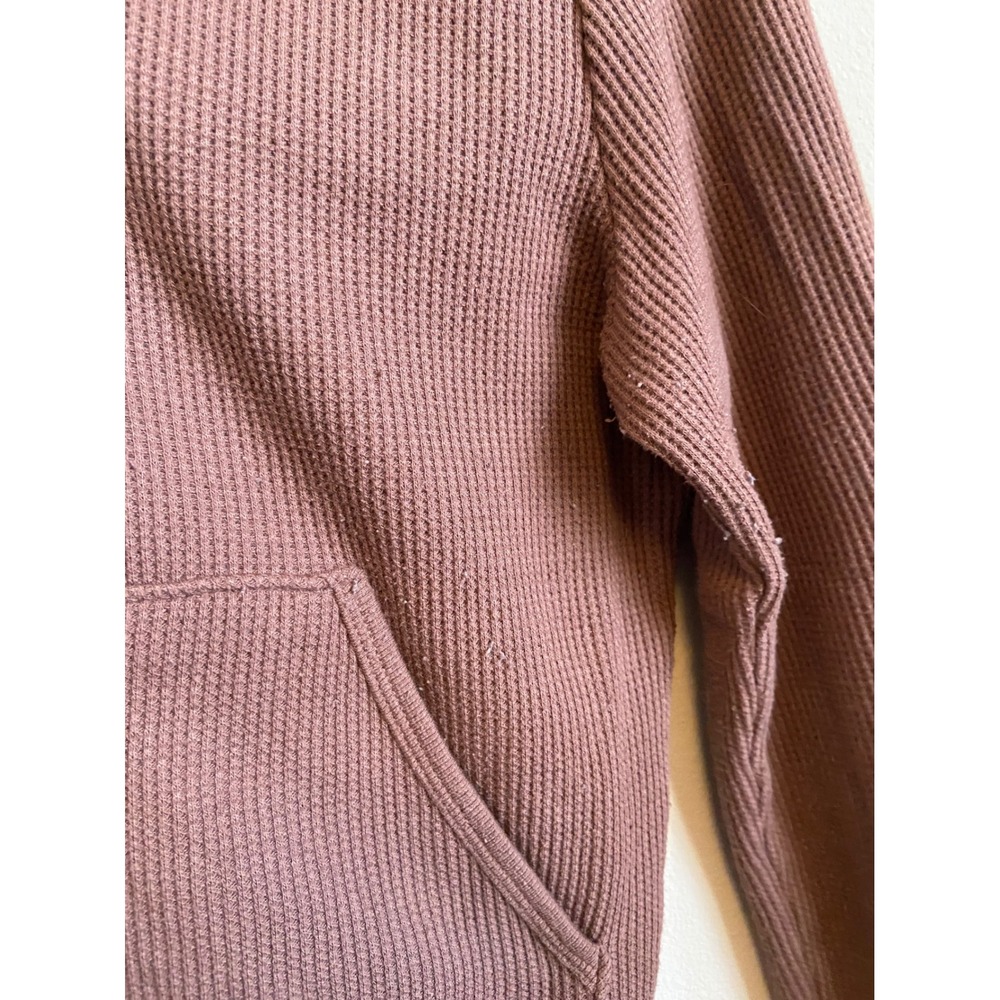 SKIMS Waffle Knit Zip Up Hoodie Rose Clay Brown Cropped Thermal XL - Picture 6 of 6